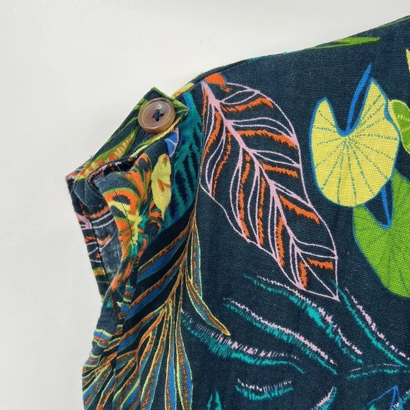 Find🔹Floral Tropical Jumpsuit Womens-V Neck Short Sleeve Linen/Cotton - Picture 6 of 14